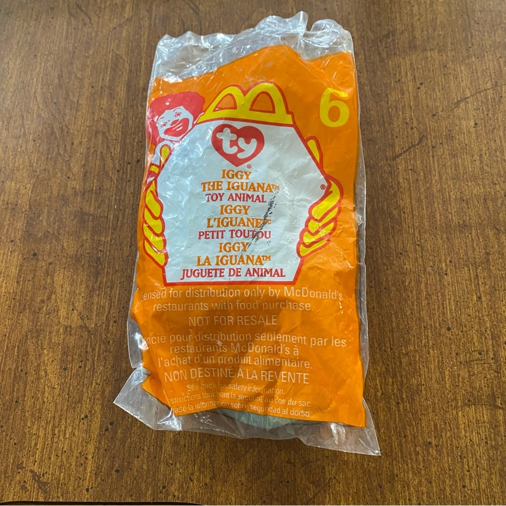 Vintage 1999 NEW IN BAG McDonald’s Ty #6 - Iggy The Iguana Happy Meal Toy